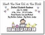 Pen At Hand Stick Figures Birth Announcements - Blockrow - Girl